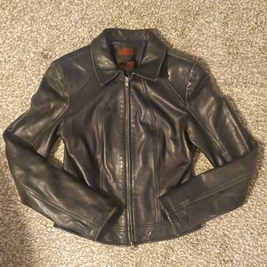 Fitted, black, Leather jacket by Danier